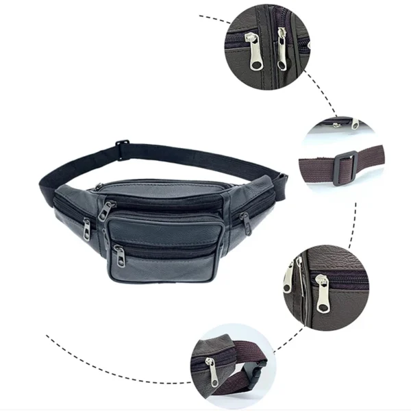 Men's Waist Pack PU Leather Bag Waist Belt Bag Male Artificial Leather Fanny Pack Fashion Luxury Small Shoulder Bags For Men - Image 5