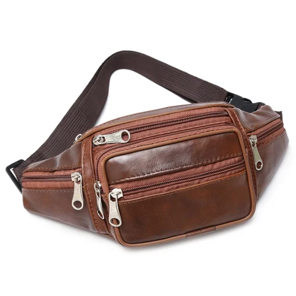 Men's Waist Pack PU Leather Bag Waist Belt Bag Male Artificial Leather Fanny Pack Fashion Luxury Small Shoulder Bags For Men