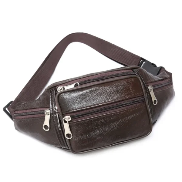 Men's Waist Pack PU Leather Bag Waist Belt Bag Male Artificial Leather Fanny Pack Fashion Luxury Small Shoulder Bags For Men - Image 2